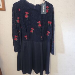 Modcloth navy lace rose dress 20 NWT